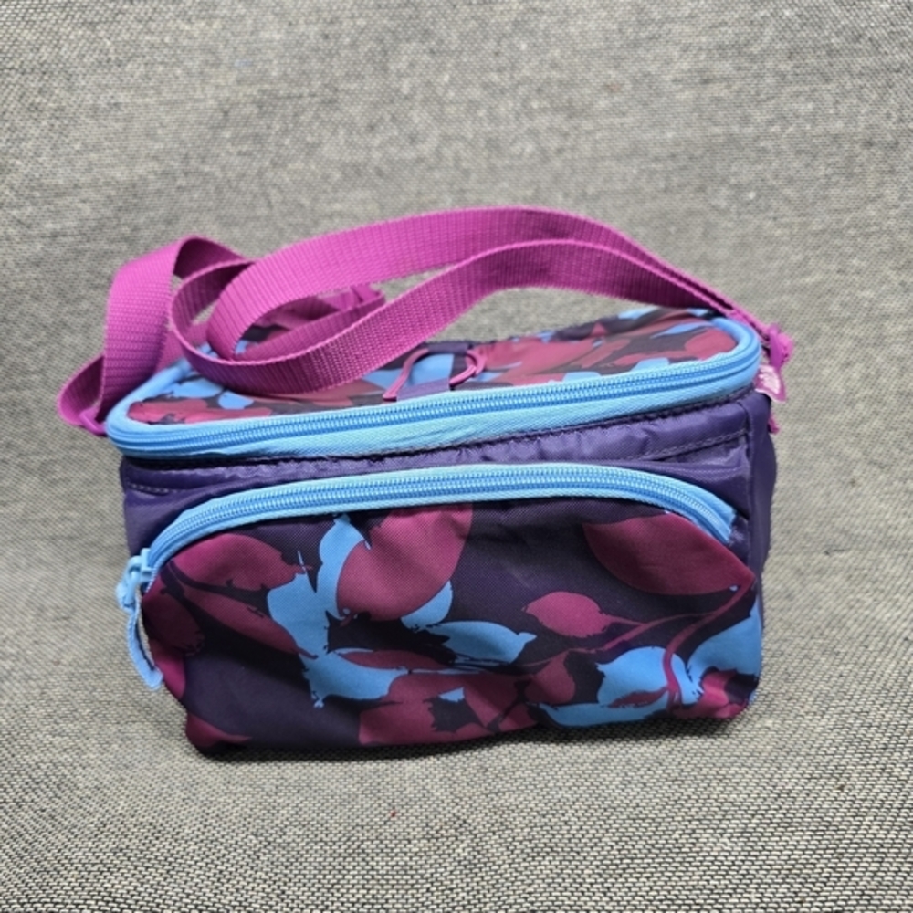 Arectic Zone Insulated Lunch Box purple Blue‎ Floral Leaf  dual-compartment